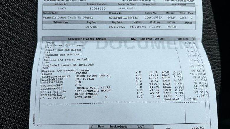 Vauxhall Combo Cargo Combo L1 Diesel 2300 1.5 Turbo D 100ps H1 Sportive Van